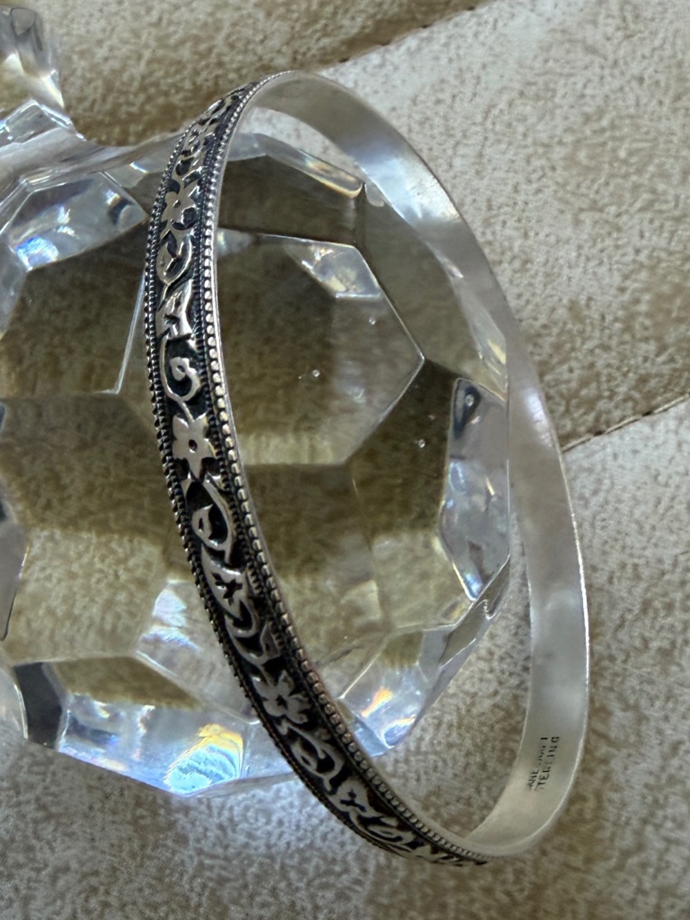 VTG Danecraft Sterling Silver Floral Bangle Bracelet